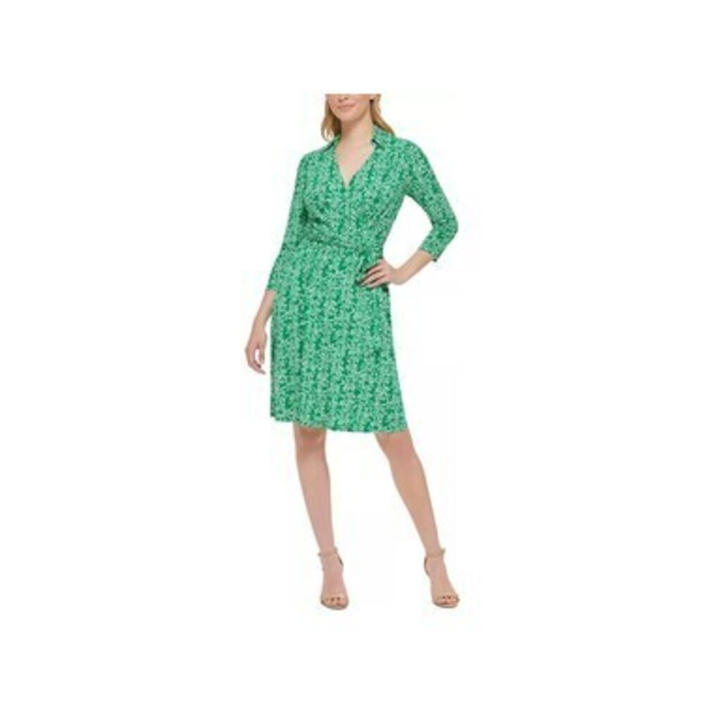 Jessica Howard Women's Printed Faux-Wrap Dress